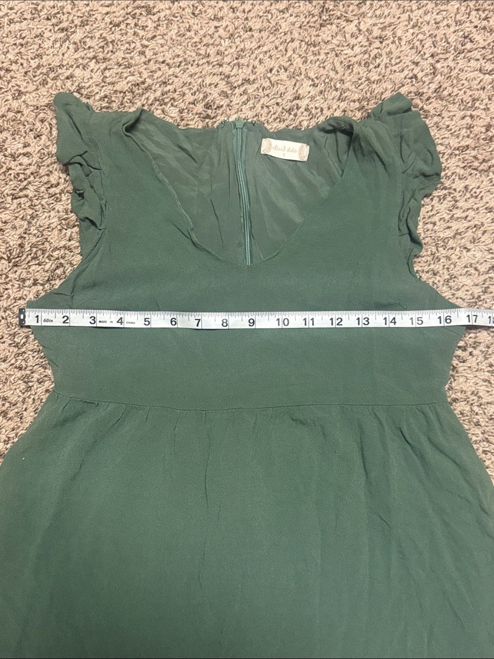 Altar'd State Olive Green Ruffle Babydoll Mini Dress with Pockets Small - Picture 6 of 7